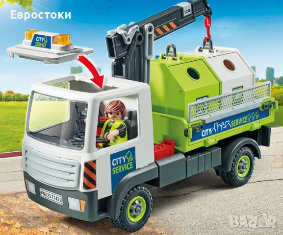 Игрален комплект Playmobil City Action 71431 - Камион за рециклиране и контейнер, 62 части, снимка 6 - Коли, камиони, мотори, писти - 46866840