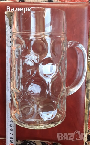 Стъклена халба за бира - 1,250 л, италианска, снимка 4 - Други стоки за дома - 53862840