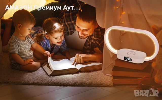 Нощна лампа Donewin 10W бързо безжично зареждане/часовник/USB порт/сензорно упр-е/дърво/3 режима, снимка 9 - Лед осветление - 46778829