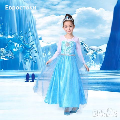 UPORPOR Костюм Frozen Elsa сребърни нишки. Светеща се рокля на принцеса Елза. Костюм за момичета., снимка 10 - Детски рокли и поли - 46091056