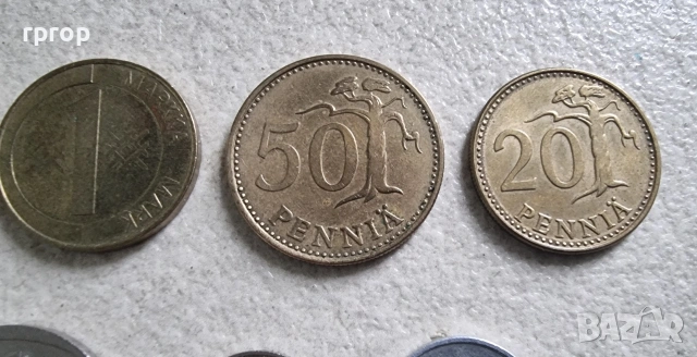 Финландия. Финланско пени и марка. 7 бройки., снимка 3 - Нумизматика и бонистика - 42361475