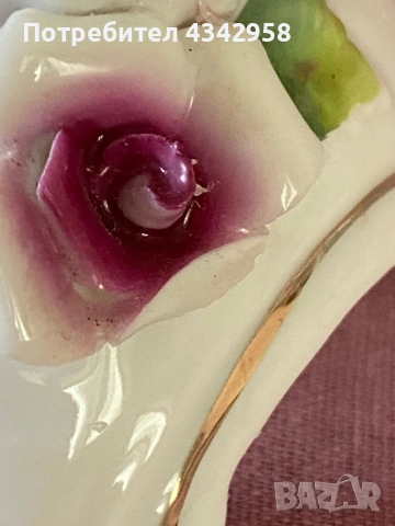 Capоdimonte. Античен свещник с роза., снимка 3 - Антикварни и старинни предмети - 52142004