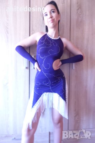 Детска  рокля за спортни танци с  кристали, снимка 11 - Детски рокли и поли - 46412537