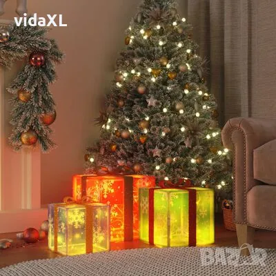 vidaXL Светещи коледни кутии, 3 бр, 64 LED светлини, топло бяло（SKU:356245）, снимка 2 - Други - 49312338