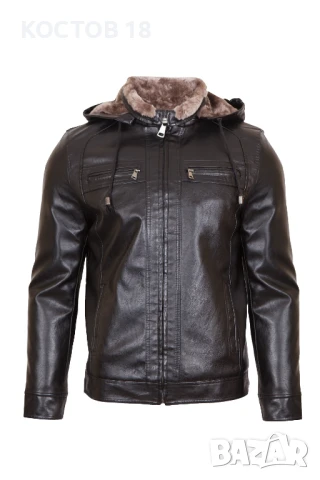 Мъжко зимно кожено яке – 3450, снимка 2 - Якета - 51386527