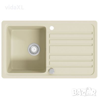 vidaXL Гранитна кухненска мивка с едно корито, бежова(SKU:144856, снимка 1 - Мивки - 45469440