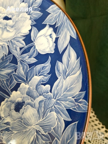 Плато чудно със сини цветя , снимка 3 - Чинии - 54196973