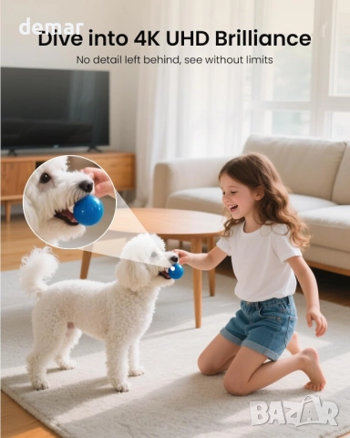 AKINGUAR 4K 8MP Безжична вътрешна камера, 2.4G/5GHz WiFi, 64GB карта, снимка 2 - IP камери - 51766588