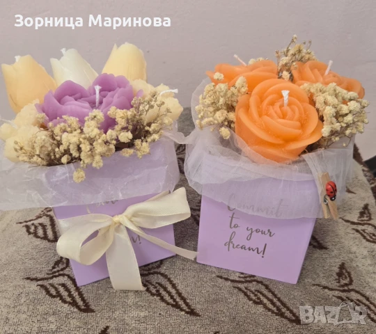 Ароматни букети от свещи, ръчна изработка , снимка 13 - Декорация за дома - 50673775