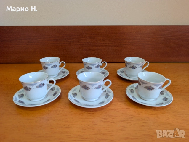Комплект 6 чаши за кафе, чай, с чинийки, чисто нови