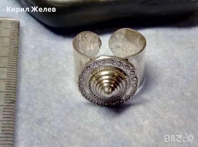 СТАР ЕТНО АРТ РЕГУЛИРУЕМ СРЕБЪРЕН ПРЪСТЕН СРЕБРО ВИСОКА ПРОБА МАЙСТОРСКА РЪЧНА РЕТРО ИЗРАБОТКА 49992, снимка 7 - Антикварни и старинни предмети - 49866092