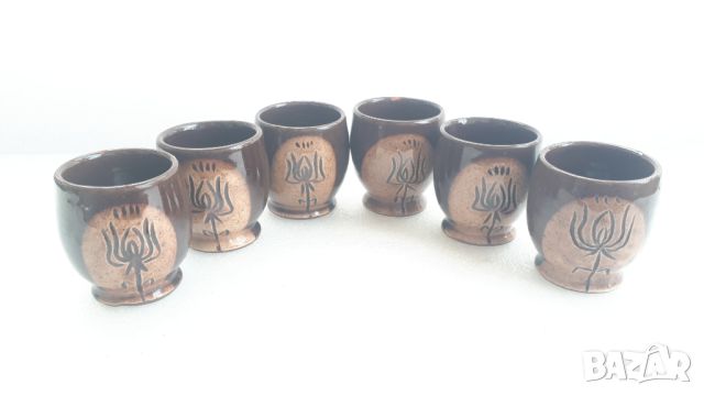 Шест малки глинени чашки, снимка 3 - Други ценни предмети - 45083616