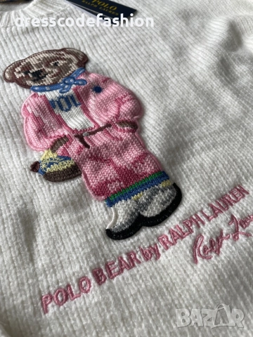 Дамски бял пуловер с мече Polo RL, снимка 4 - Блузи с дълъг ръкав и пуловери - 51600526