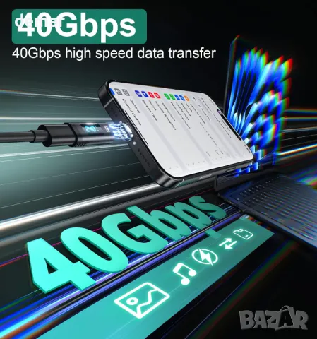 HanCenDa 2 бр. цифров USB-C магнитен адаптер, 24-пинов прав USB-C мъжки към женски адаптер, PD 240W, снимка 4 - Друга електроника - 49881025