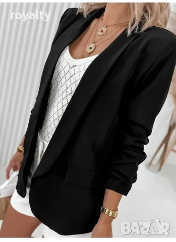 Дамско черно макси сако