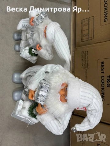 Дядо Коледа в сребристо – празнична фигура, която носи магия и уют у дома (50 / 70 / 90 см), снимка 3 - Декорация за дома - 52774436