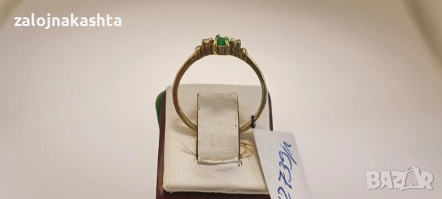 Златен пръстен с Изумруд-1,79гр/14кр, снимка 5 - Пръстени - 52723409