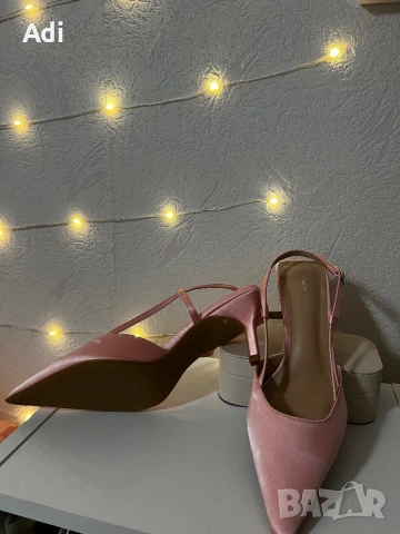 Нови елегантни сатенени обувки – цвят Пудра, снимка 2 - Дамски обувки на ток - 53992286