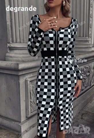 Елегантна рокля в бяло и черно, снимка 4 - Рокли - 50795344