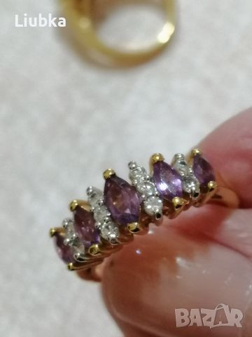 красиви позлатени пръстени с камъни , снимка 3 - Пръстени - 45394761