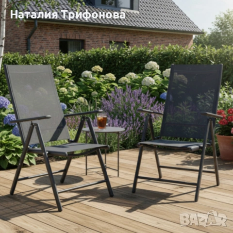 Сгъваем стоманен стол с регулиране на облегалката - издръжливост и елегантен дизайн, снимка 3 - Градински мебели, декорация  - 54173615