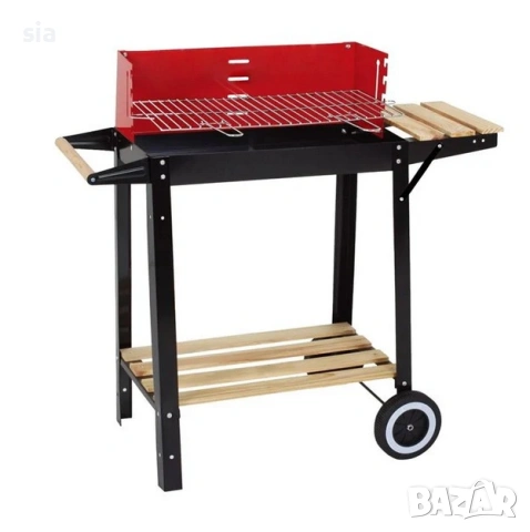 Голямо барбекю на колелца за дървени + помощни плотове.