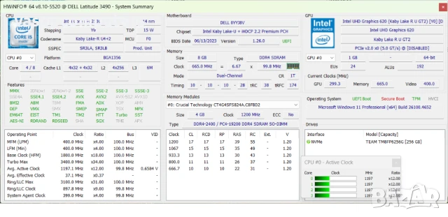 Dell Latitude 3490/14"/Intel i5-8250U/8GB RAM/256GB SSD NVMe, снимка 8 - Лаптопи за работа - 43132097