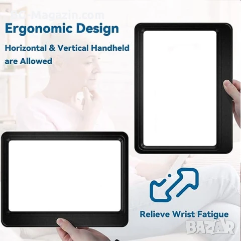 Голяма увеличителна правоъгълна лупа за четене на книги вестници 5X увеличение A4 деца професионална, снимка 5 - Други инструменти - 50920272