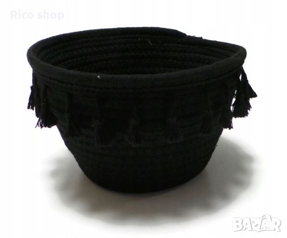 Черна плетена кошница, снимка 1 - Декорация за дома - 46441339
