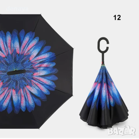 2190 Обърнат чадър двупластов противоветрен чадър с обратно затваряне и отваряне, снимка 17 - Други - 32940413