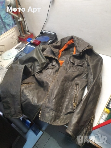 Кожено Яке Естествена Кожа Superdry Размер L Slim Fit, снимка 2 - Якета - 52052146