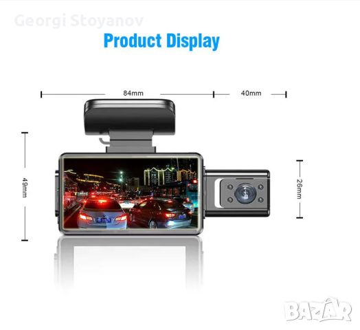 Нова камера с 3 обектива, 3-инчов екран, 170° DVR Dash, 1080P HD камера, записващо устройство., снимка 8 - HD камери - 46593731