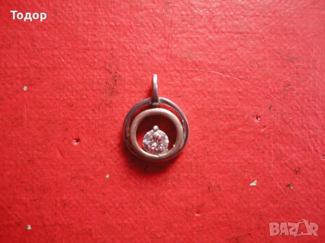 Позлатен сребърен медальон колие с камък 925, снимка 2 - Колиета, медальони, синджири - 53305144