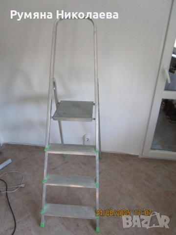 Домакинска стълба - алуминиева, 4 стъпала, височина 150 см, снимка 2 - Други стоки за дома - 52585290