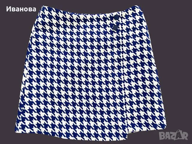 Класическо синьо каре. Пола. Поличка. Син. Фуксия, снимка 2 - Поли - 50433788