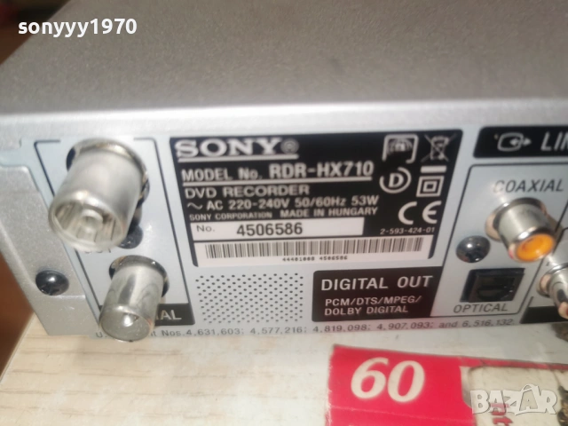 SONY RDR-HX710 HDD/DVD RECORDER-ВНОС SWISS 2801262139, снимка 10 - Плейъри, домашно кино, прожектори - 53262738