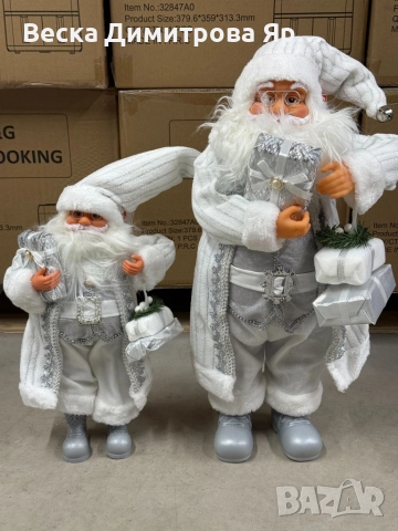 Дядо Коледа в сребристо – празнична фигура, която носи магия и уют у дома (50 / 70 / 90 см), снимка 4 - Декорация за дома - 52774436