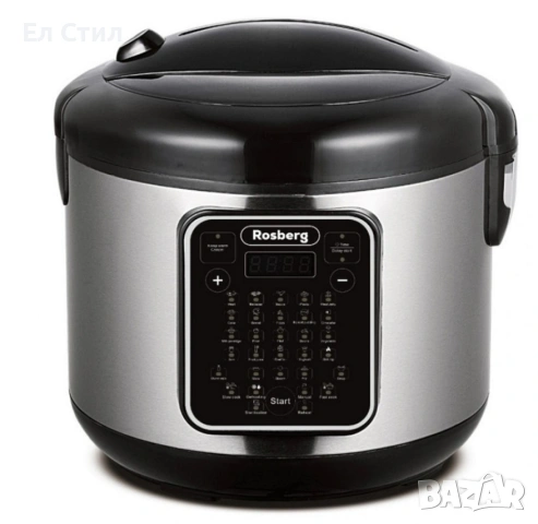 Мултикукър с 31 програми Rosberg, 780W, 5L, Незалепващо покритие, Инокс 2 ГОДИНИ ГАРАНЦИЯ