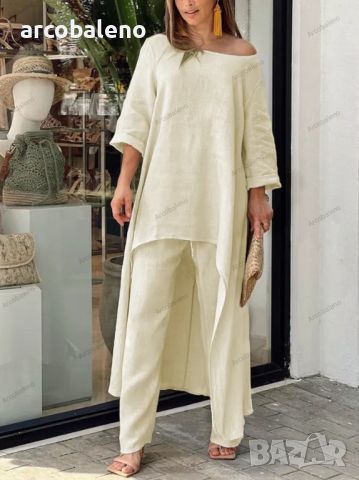 Дамски комплект ежедневни панталони с горнище с дълги ръкави от две части, 9цвята , снимка 3 - Комплекти - 45747228