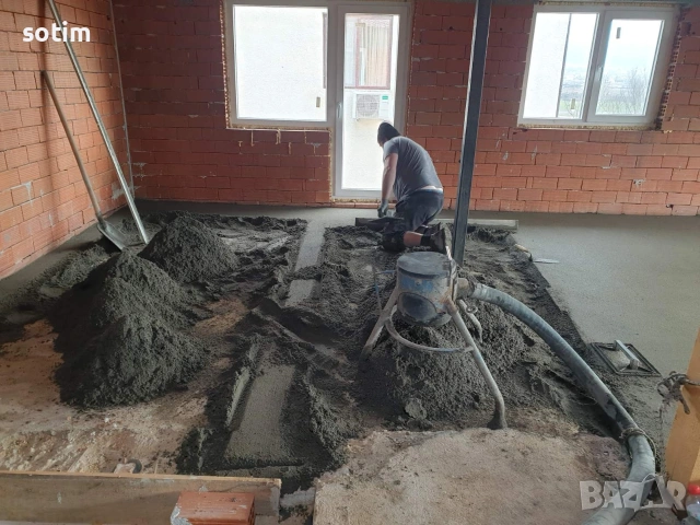 Полагане на подова замазка с машина, снимка 5 - Ремонти на къщи - 53162185
