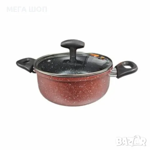 Тенджера Rosberg, 22 см, 4.3 л, Мраморно незалепващо покритие, Индукция, Бордо Меланж, снимка 2 - Съдове за готвене - 50314313