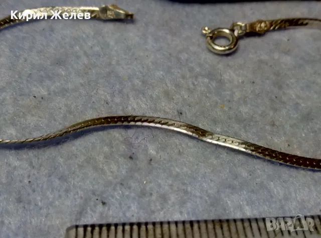 НЕЖНА ЛЕНТОВИДНА МАРКОВА СРЕБЪРНА ГРИВНА СРЕБРО 925 K. C ITALY с БЯЛА ПОЗЛАТА 20965, снимка 9 - Гривни - 49605949