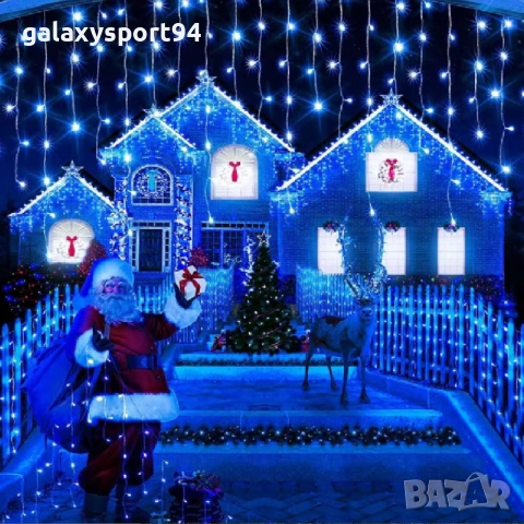 Бяла Светеща завеса 12метра х 60см с Флаш Ефект тип Висулка, снимка 4 - Декорация за дома - 51645208