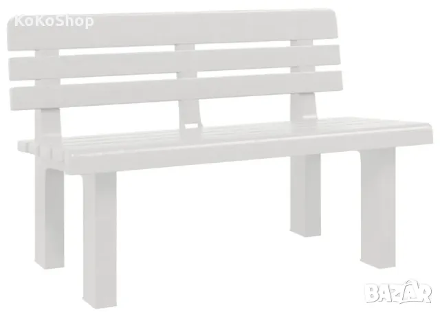 Градинска пейка-110x52x71см./бяла пейка/пейка с облегалка , снимка 2 - Градински мебели, декорация  - 50007856