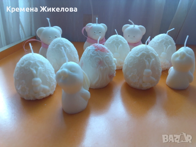 Бяла ароматизирана великденска  свещ , снимка 4 - Декорация за дома - 53844322