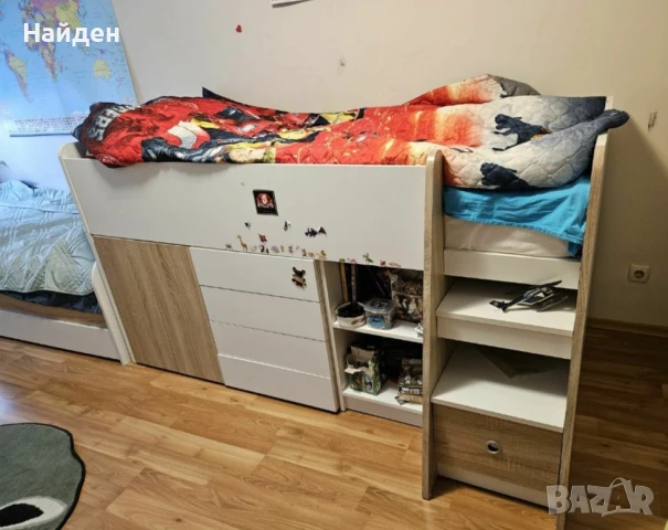 Високо легло за матрак 90/200 в отлично състояние, снимка 4 - Спални и легла - 51257710