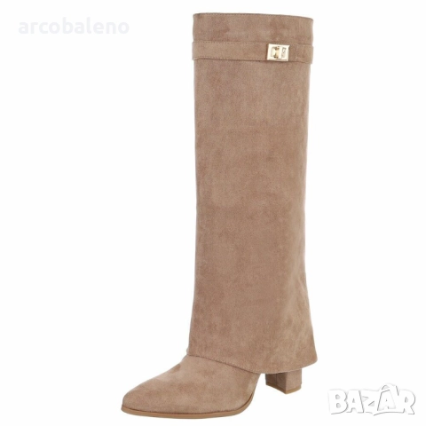 Дамски велурени ботуши на висок ток, 4цвята , снимка 2 - Дамски ботуши - 51926045