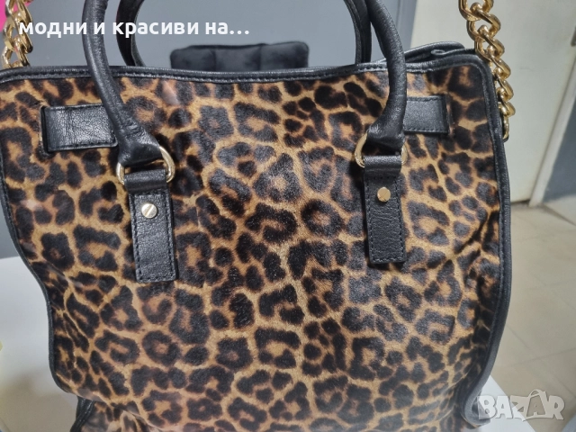 Чанта Michael Kors Rare Hamilton Traveler Leopard Calf Hair Satchel, снимка 8 - Чанти - 52105831