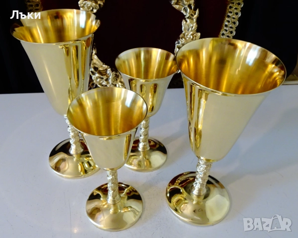Бронзови чаши за вино 250 мл.,лози,грозде,позлата. , снимка 13 - Антикварни и старинни предмети - 52228396