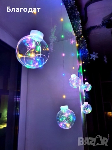 Празнични LED светлини топка с  10 топки в бяла студена и бяла топла светлина SD8, снимка 4 - Декорация за дома - 52402421